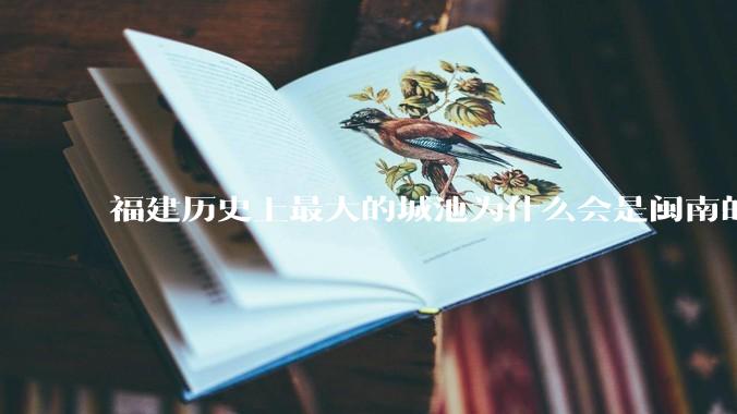 福建历史上最大的城池为什么会是闽南的泉州城，而不是闽东北的福州或者建州？