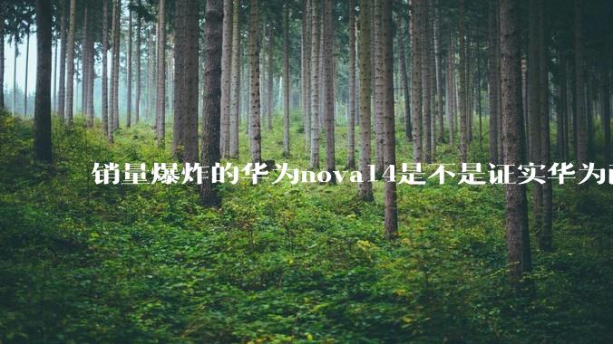 销量爆炸的华为nova14是不是证实华为已经腾出精力来收复中端市场了？