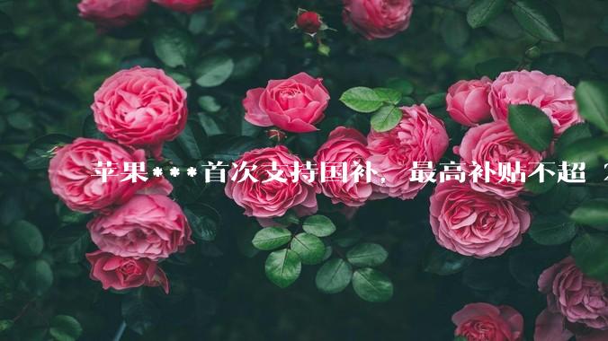 苹果***首次支持国补，最高补贴不超 2000 元，适用范围有哪些？***补贴后价格有优势吗？